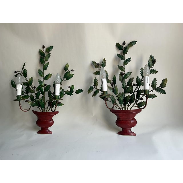 Large Italian Oak Branch Wall Lights, 1950s, Set of 2 For Sale - Image 4 of 9