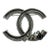 Chanel Grey Enamel CC Corner Crystals Large Brooch For Sale