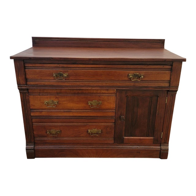 Antique 1870s Victorian Cherry Wash Stand Dresser For Sale