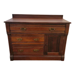 Antique 1870s Victorian Cherry Wash Stand Dresser
