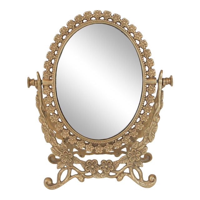 Vintage Brass Tabletop Vanity Mirror Chairish