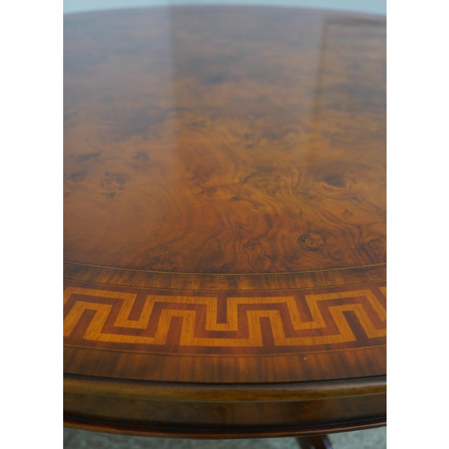 1990s Maitland Smith Inlaid Round Walnut Dining Room Table For Sale - Image 12 of 13