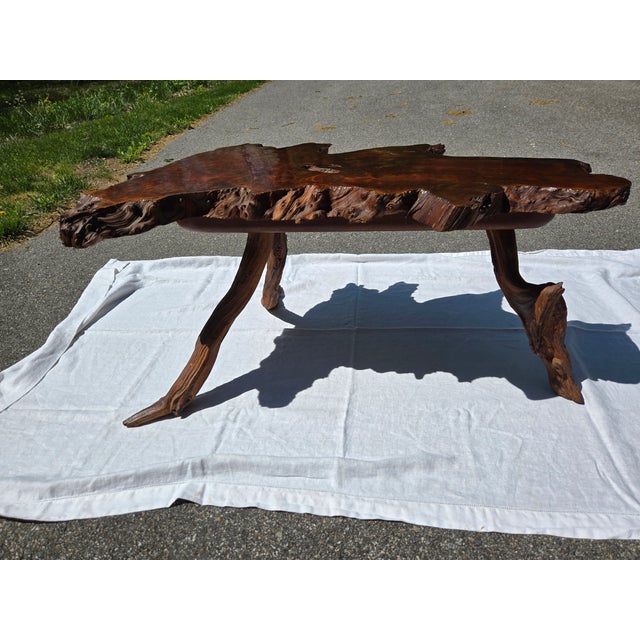 Mid-Century Modern Vintage Live Edge Coffee Table or Bench For Sale - Image 3 of 10