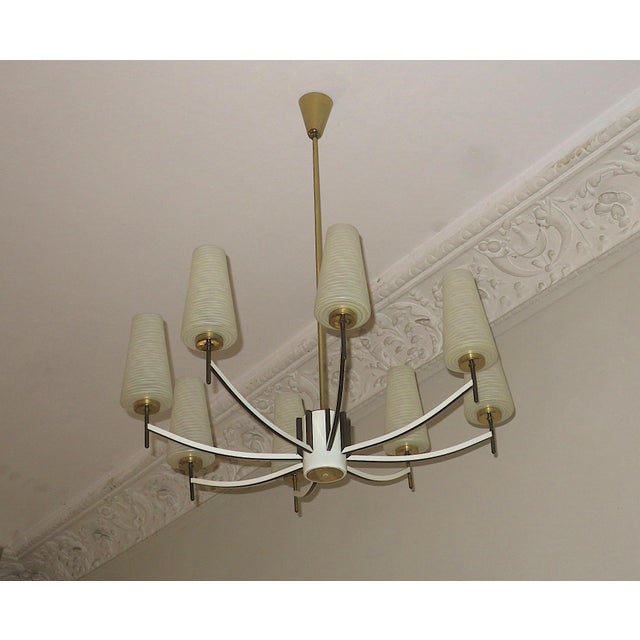 Italian Brass and Art Glass Chandelier, 1970s For Sale - Image 11 of 14