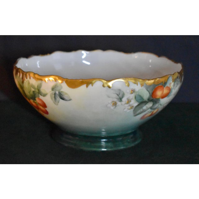 Antique T&v Limoges France Porcelain Bowl Hand Painted Strawberries Gold 1907 For Sale - Image 9 of 18