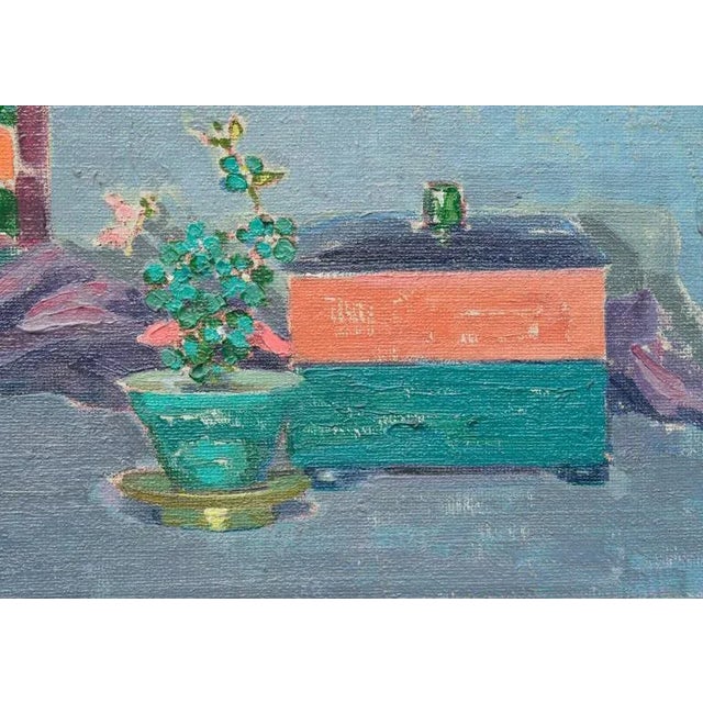 Gorgeous 1920s still life with Asian elements by San Francisco artist Almira Austin Judson (American, 1868-1945). Signed...