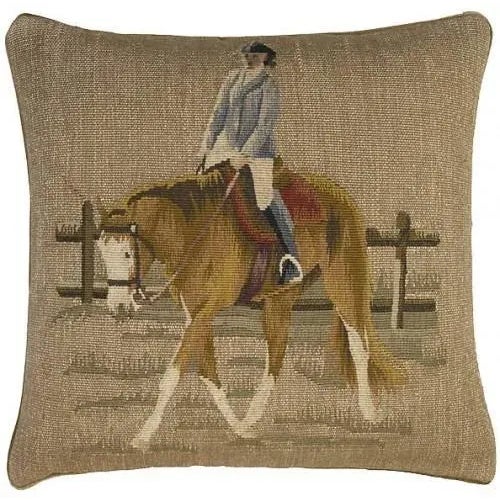 Contemporary Aubusson Equestrian Throw Pillow For Sale - Image 3 of 3