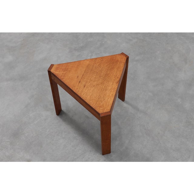 Triangular Oak Stacking Tables, France, 1960s, Set of 3 For Sale - Image 12 of 14