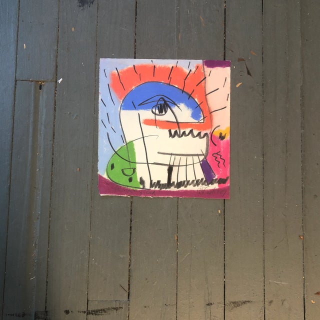 1960s Original Vintage Robert Cooke Abstract Pastel Drawing 1960’s “ the Glowing Head” For Sale - Image 5 of 5