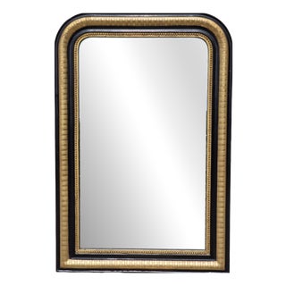 French Gold Leaf Gilded and Black Lacquered Mirror, Late 19th Century For Sale