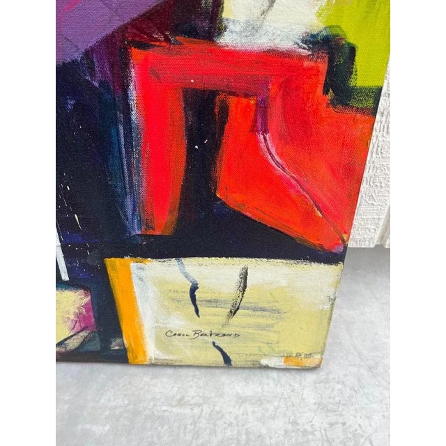 Wood Large Carol Bertrand Colorful Post Modern Abstract For Sale - Image 7 of 13