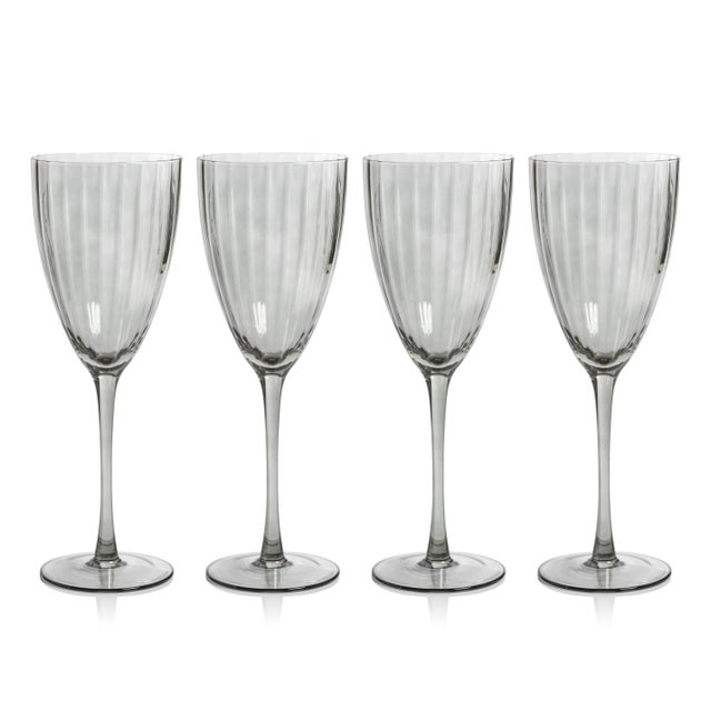 Malden Optic White Wine Glasses - Smoke, Set of 4 For Sale - Image 4 of 4