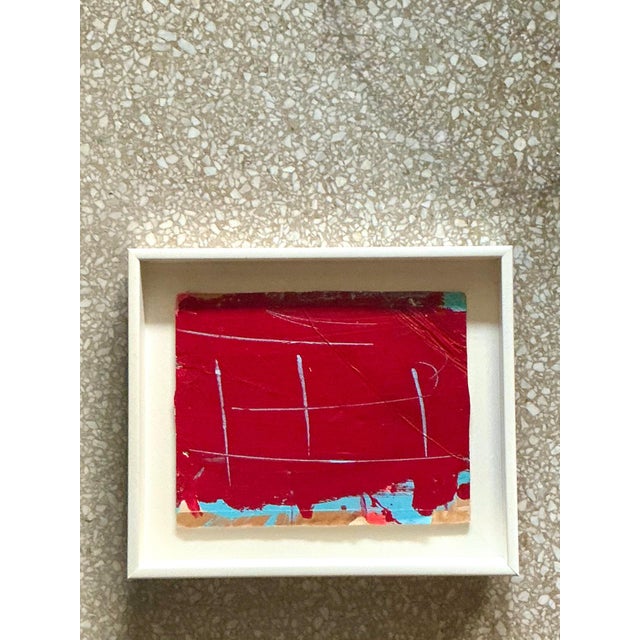 Vintage Framed Red Abstract Painting For Sale - Image 11 of 14