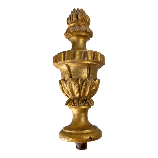 19th Century Carved Giltwood Flaming Urn Finial in Georgian or Federal Style For Sale