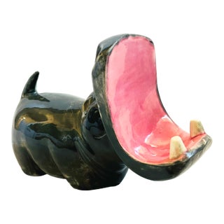 Mid Century Ceramic Hippo Business Card Holder For Sale