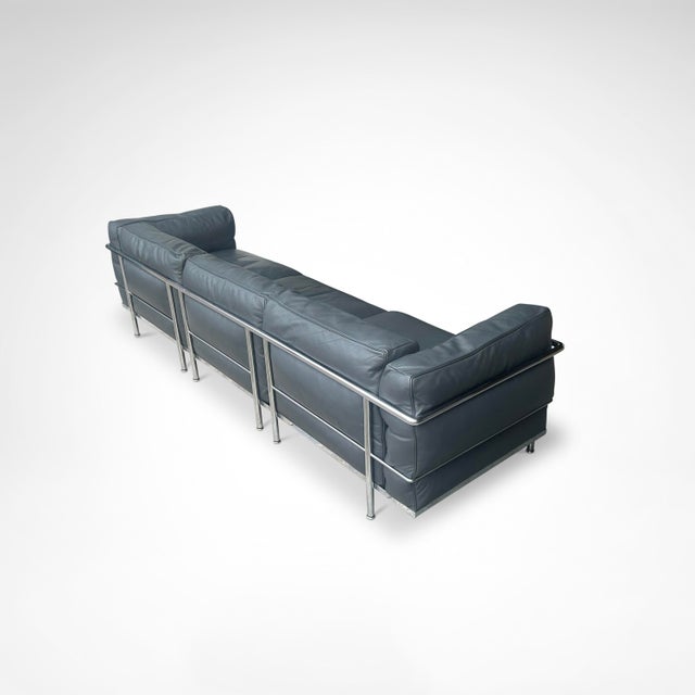 Gray LC3 Down Cushions Y Leather 3-Seater Sofa by Le Corbusier for Cassina, 1990s For Sale - Image 8 of 9