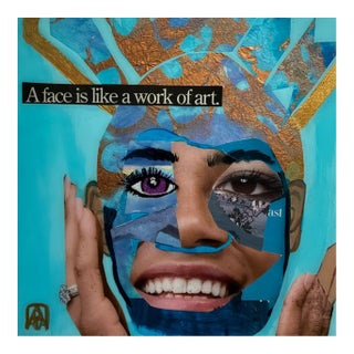 A Face Is Like a Work of Art Original Collage by Adria Becker For Sale