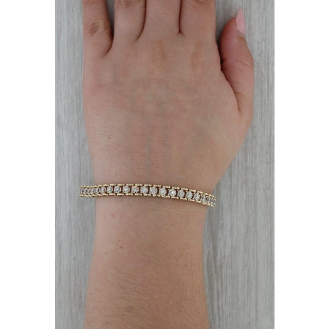 Metal 1.75ctw Diamond Tennis Bracelet 14k Yellow Gold 7.5" 6mm For Sale - Image 7 of 8
