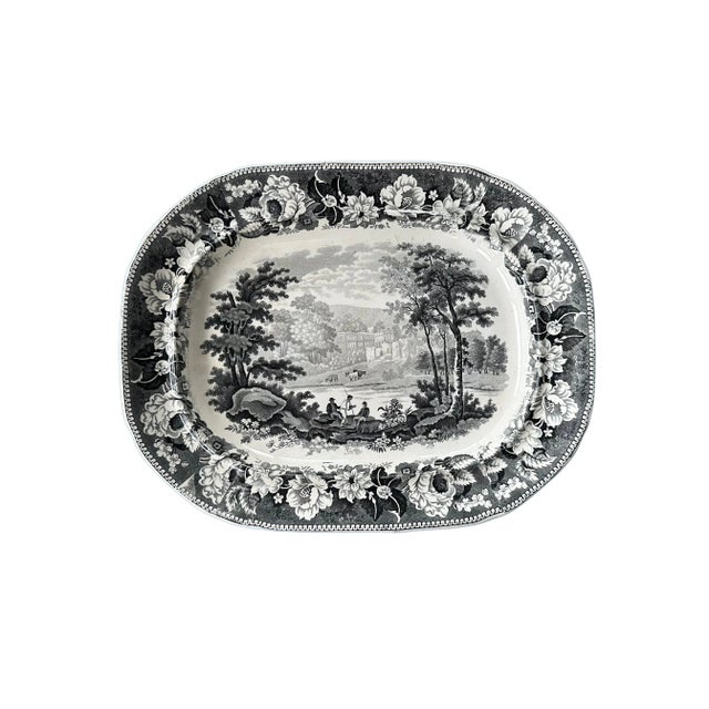 Antique Platter of Rievaulx Abbey Yorkshire by Enoch Wood - Mid 1800s. For Sale - Image 9 of 9