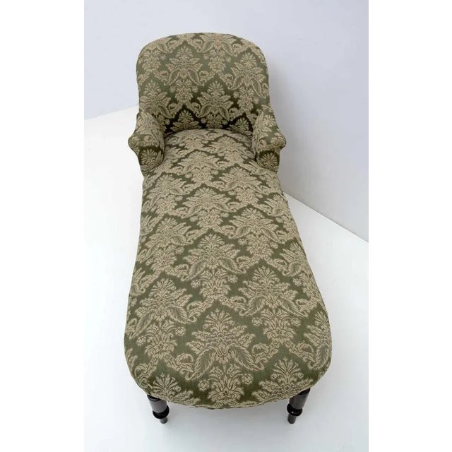 Green Napoleon III French Chaise Longue, 1880s For Sale - Image 8 of 9