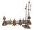 Bronze Fireplace Tool Set, Set of 8 For Sale