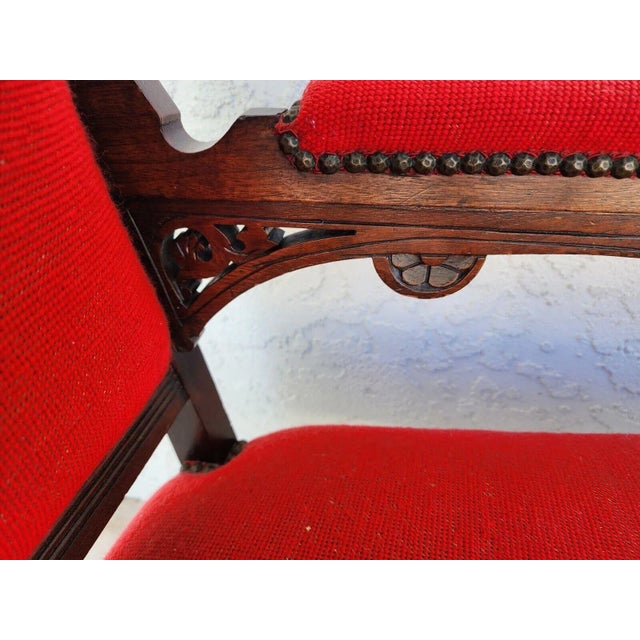 Antique Armchair Victorian Empire Needlepoint For Sale - Image 11 of 12