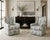 A handsome pair of Ethan Allen custom swivel rocker lounge chairs, expertly upholstered in a sophisticated watercolor-...