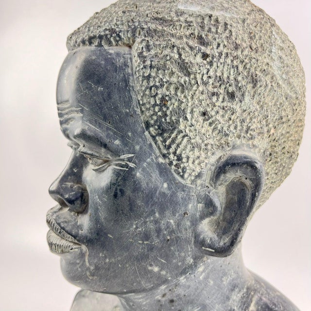 Early 20th Century Large Nicholas Tandi Carved Shona Bust MATTER COLLECTION For Sale In Denver - Image 6 of 11
