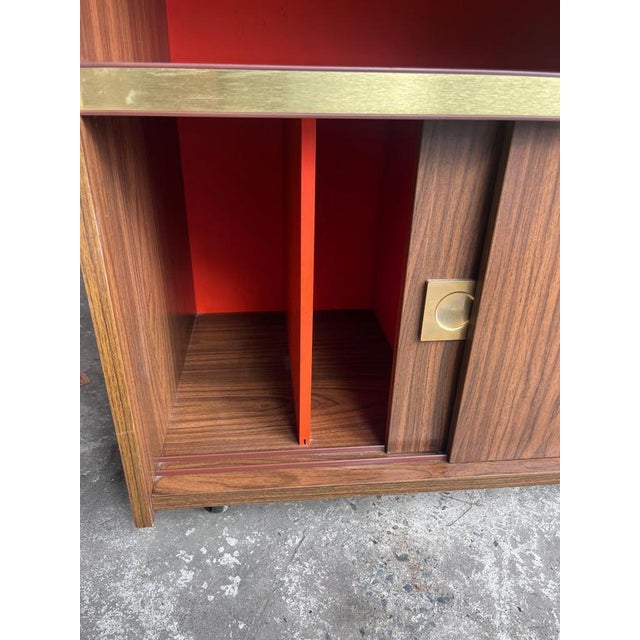 Brown Modern Stereo Cabinet on Wheels, 1970s For Sale - Image 8 of 11