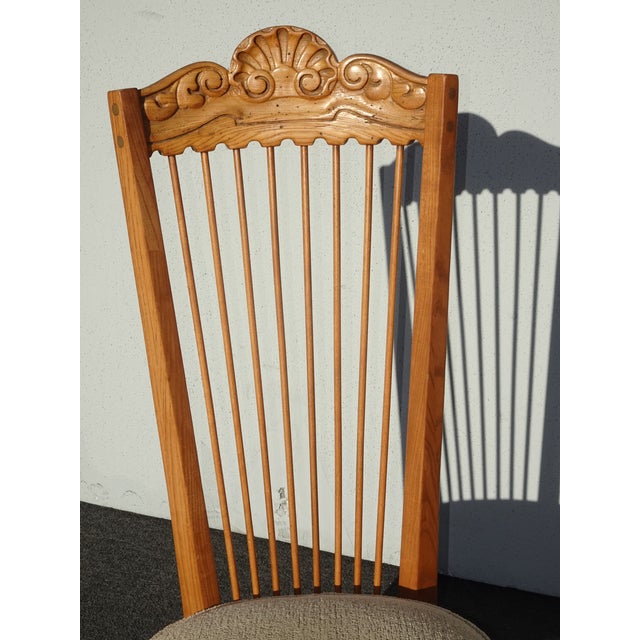 Set of 10 Vintage Mid Century Enkeboll La Condesa Oak Tallback Spindle Chairs For Sale - Image 9 of 16