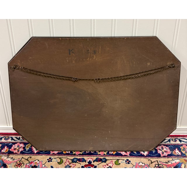 Antique English Jacobean Mirror Framed Beveled Octagonal Oak c.1930s For Sale - Image 16 of 18
