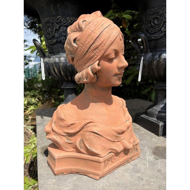 Art Nouveau French Terracotta Female Bust Sculpture For Sale - Image 4 of 12