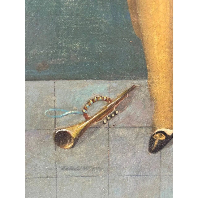 American Lot of 5 American School Folk Art Oil on Canvas Paintings For Sale - Image 3 of 17