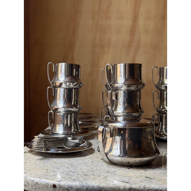 Mid-Century Modern Italian Stella 18/10 Espresso Service in Stainless Steel, 1970, Set of 26 For Sale - Image 18 of 18