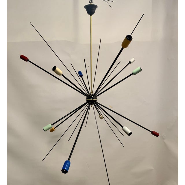 Black Sputnik Ceiling Lamp, 1949 For Sale - Image 6 of 7