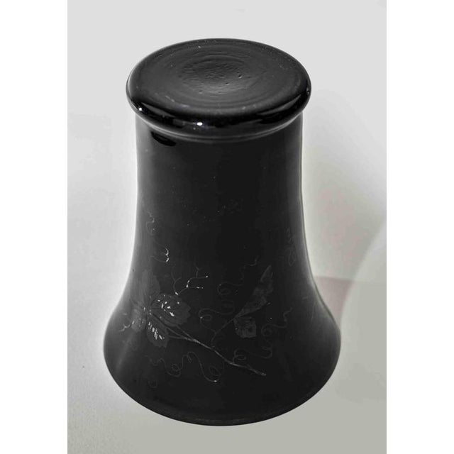 Italian Black Ceramic Vase in Marble, 1970s For Sale - Image 3 of 5