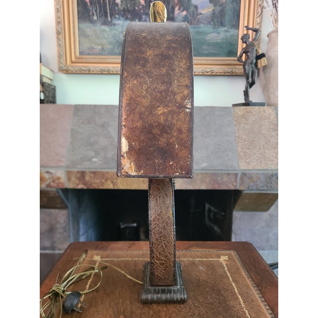 Antique Art Deco Crackle Glass Table Lamp With Mica Shade For Sale - Image 12 of 18