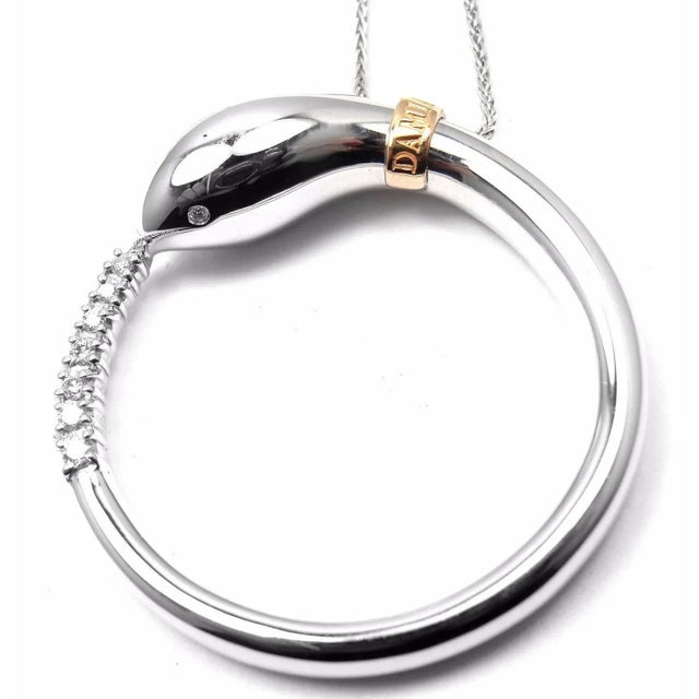 Damiani Infinito 18k White Gold Diamond Snake Pendant Necklace Retail Price: $5,850 Metal: 18k White + Rose Gold...
