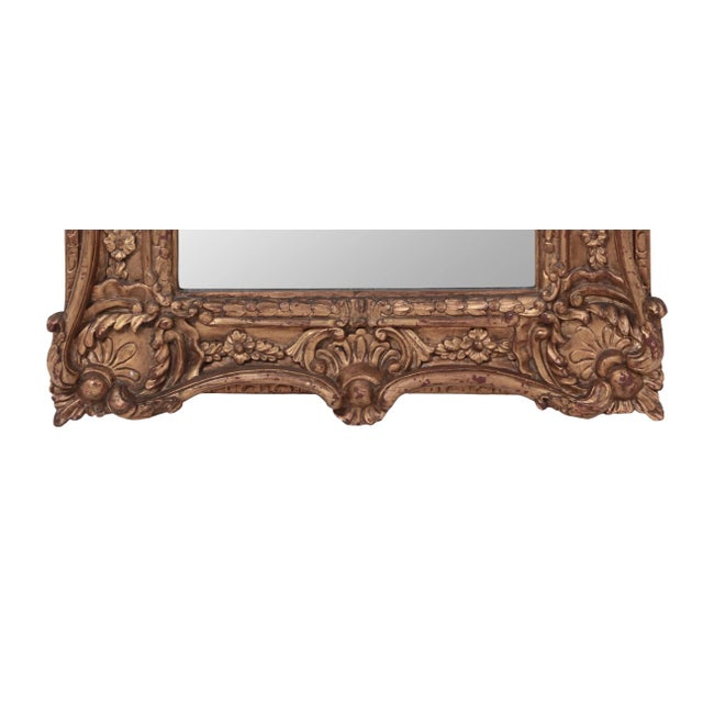 Gold Neoclassical Rectangular Vintage Gold Hand Carved Wooden Wall Mirror, For Sale - Image 8 of 10