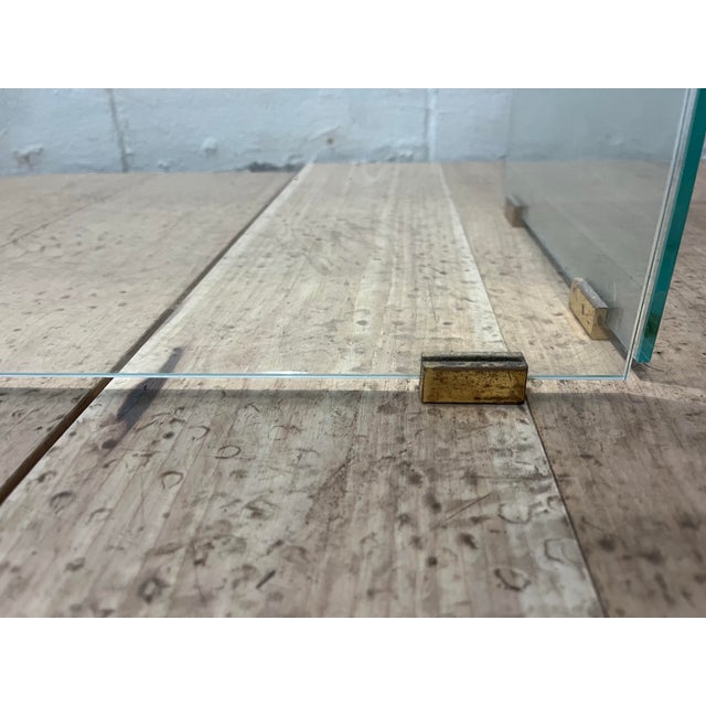 Jacques Adnet 3 Panel Tempered Glass Fire Screen & Brass Hardware France 1970 For Sale - Image 9 of 11