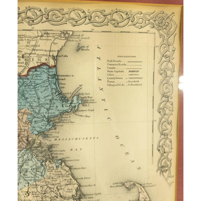 19th Century American Lithograph Map of Massachusetts and Rhode Island For Sale - Image 9 of 12