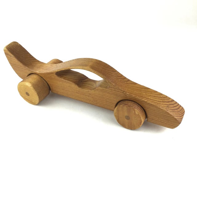 1970s Vintage Wood Toy Push Sports Car For Sale - Image 5 of 10