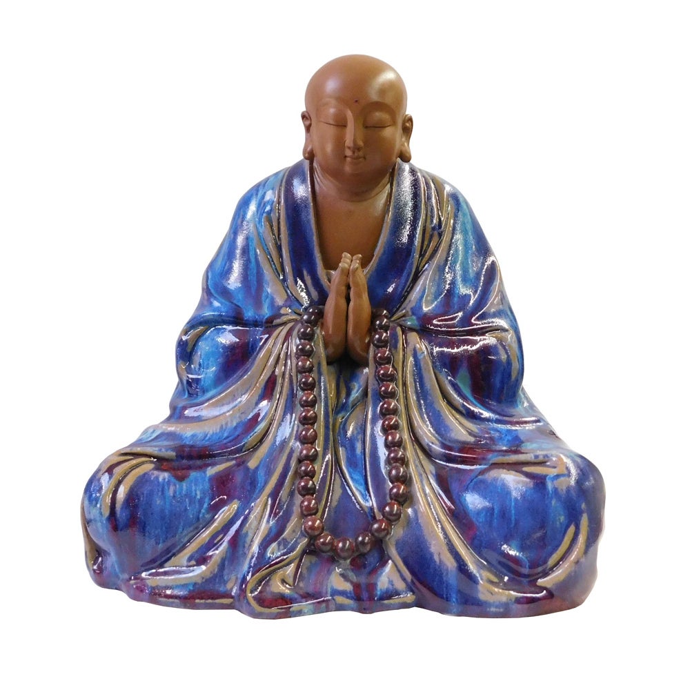 Blue Glaze Sitting Buddha Lohon Amitabha Statue Chairish