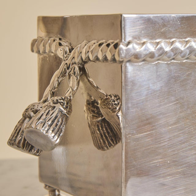 Vintage French Silver Wine Cooler with Tassel Motif For Sale - Image 9 of 10