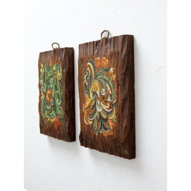 Mid-Century Modern Mid Century Painted Wood Wall Art Pair For Sale - Image 3 of 11