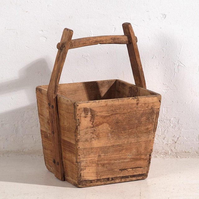 Antique Oriental Basket in Elm, 1900s For Sale - Image 9 of 9