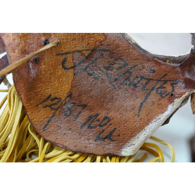 2 Vintage 1980s Jl Chuites Leather Tassel Mardi Gras Face Masks For Sale - Image 12 of 16