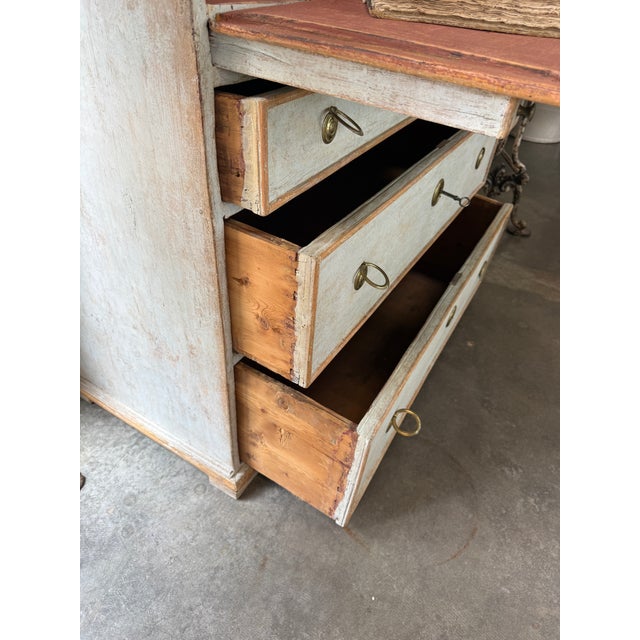 Gustavian (Swedish) Early 19th C. Swedish Gustavian Style Painted Drop Front Writing Desk For Sale - Image 3 of 10