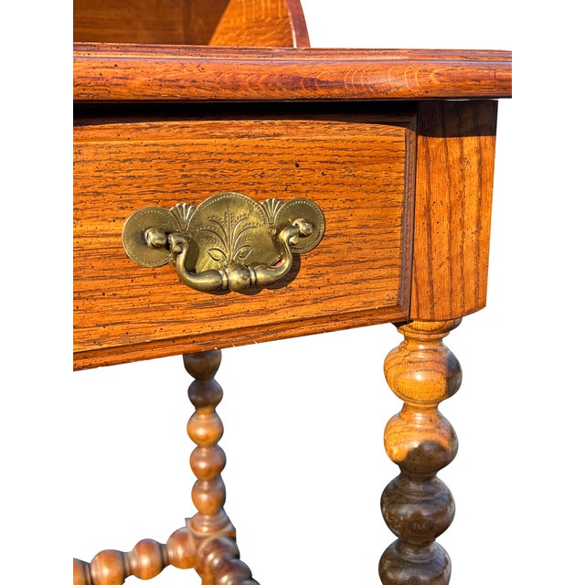 Vintage Desk or Accent Table With Barley Twist Spindle Legs in Henredon Style For Sale - Image 9 of 13