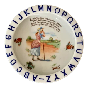 Vintage Nursery Rhyme and Alphabet Child’s Feeding Plate, Bavaria Schumann